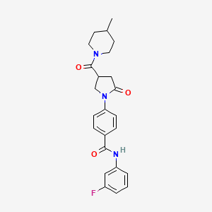 molecular formula C24H26FN3O3 B11176918 N-(3-fluorophenyl)-4-{4-[(4-methylpiperidin-1-yl)carbonyl]-2-oxopyrrolidin-1-yl}benzamide 