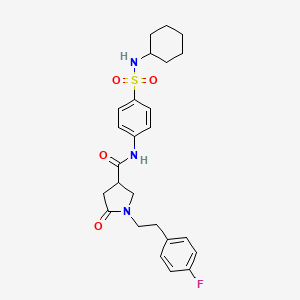 molecular formula C25H30FN3O4S B11177009 N-[4-(cyclohexylsulfamoyl)phenyl]-1-[2-(4-fluorophenyl)ethyl]-5-oxopyrrolidine-3-carboxamide 