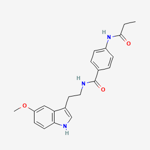 molecular formula C21H23N3O3 B11177388 N-[2-(5-methoxy-1H-indol-3-yl)ethyl]-4-(propanoylamino)benzamide 