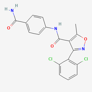 molecular formula C18H13Cl2N3O3 B11177390 N-(4-carbamoylphenyl)-3-(2,6-dichlorophenyl)-5-methyl-1,2-oxazole-4-carboxamide 
