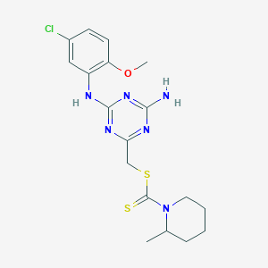molecular formula C18H23ClN6OS2 B11177668 {4-Amino-6-[(5-chloro-2-methoxyphenyl)amino]-1,3,5-triazin-2-yl}methyl 2-methylpiperidine-1-carbodithioate 