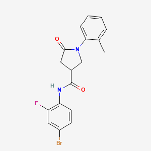 molecular formula C18H16BrFN2O2 B11177691 N-(4-bromo-2-fluorophenyl)-1-(2-methylphenyl)-5-oxopyrrolidine-3-carboxamide 