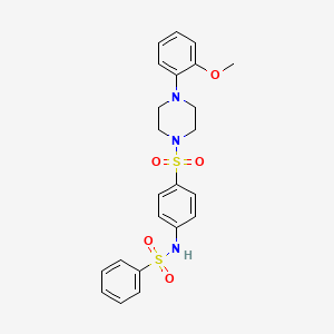 molecular formula C23H25N3O5S2 B11177718 N-(4-{[4-(2-methoxyphenyl)piperazin-1-yl]sulfonyl}phenyl)benzenesulfonamide 
