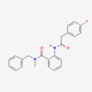 molecular formula C23H21FN2O2 B11177752 N-benzyl-2-{[(4-fluorophenyl)acetyl]amino}-N-methylbenzamide 