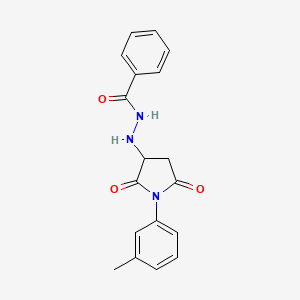 molecular formula C18H17N3O3 B11177859 N'-[1-(3-methylphenyl)-2,5-dioxopyrrolidin-3-yl]benzohydrazide 