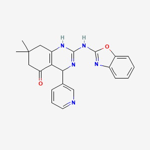 molecular formula C22H21N5O2 B11177862 2-(1,3-Benzoxazol-2-ylamino)-7,7-dimethyl-4-(pyridin-3-yl)-4,6,7,8-tetrahydroquinazolin-5-ol 