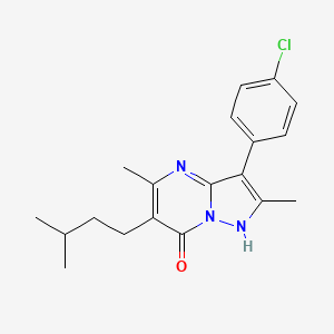 molecular formula C19H22ClN3O B11177889 3-(4-chlorophenyl)-2,5-dimethyl-6-(3-methylbutyl)pyrazolo[1,5-a]pyrimidin-7(4H)-one 