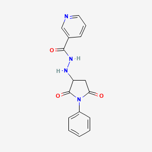 molecular formula C16H14N4O3 B11177976 N'-(2,5-dioxo-1-phenylpyrrolidin-3-yl)pyridine-3-carbohydrazide 
