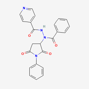 molecular formula C23H18N4O4 B11178029 N'-benzoyl-N'-(2,5-dioxo-1-phenylpyrrolidin-3-yl)pyridine-4-carbohydrazide CAS No. 956764-08-2