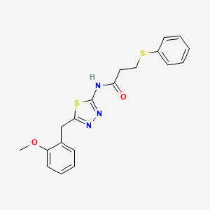 molecular formula C19H19N3O2S2 B11178056 N-[5-(2-methoxybenzyl)-1,3,4-thiadiazol-2-yl]-3-(phenylsulfanyl)propanamide 
