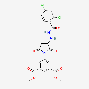 molecular formula C21H17Cl2N3O7 B11178330 Dimethyl 5-(3-(2-((2,4-dichlorophenyl)carbonyl)hydrazino)-2,5-dioxo-1-pyrrolidinyl)-1,3-benzenedicarboxylate 
