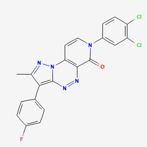 molecular formula C21H12Cl2FN5O B11178618 7-(3,4-dichlorophenyl)-3-(4-fluorophenyl)-2-methylpyrazolo[5,1-c]pyrido[4,3-e][1,2,4]triazin-6(7H)-one 