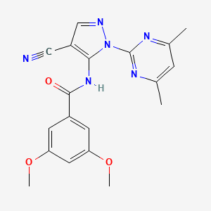 molecular formula C19H18N6O3 B11178660 N-(4-cyano-1-(4,6-dimethylpyrimidin-2-yl)-1H-pyrazol-5-yl)-3,5-dimethoxybenzamide 