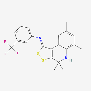 molecular formula C21H19F3N2S2 B11178687 N-[(1Z)-4,4,6,8-tetramethyl-4,5-dihydro-1H-[1,2]dithiolo[3,4-c]quinolin-1-ylidene]-3-(trifluoromethyl)aniline 