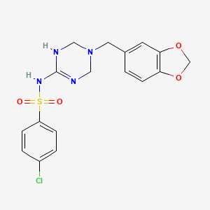molecular formula C17H17ClN4O4S B11178706 N-[5-(1,3-benzodioxol-5-ylmethyl)-1,4,5,6-tetrahydro-1,3,5-triazin-2-yl]-4-chlorobenzenesulfonamide 
