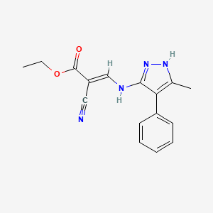 molecular formula C16H16N4O2 B11178738 ethyl (2E)-2-cyano-3-[(3-methyl-4-phenyl-1H-pyrazol-5-yl)amino]prop-2-enoate 