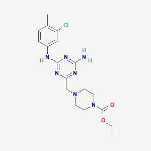 molecular formula C18H24ClN7O2 B11178770 Ethyl 4-({4-amino-6-[(3-chloro-4-methylphenyl)amino]-1,3,5-triazin-2-yl}methyl)piperazine-1-carboxylate 