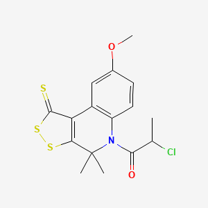 molecular formula C16H16ClNO2S3 B11178794 2-chloro-1-(8-methoxy-4,4-dimethyl-1-thioxo-1,4-dihydro-5H-[1,2]dithiolo[3,4-c]quinolin-5-yl)propan-1-one 