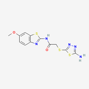 molecular formula C12H11N5O2S3 B11178920 2-[(5-amino-1,3,4-thiadiazol-2-yl)sulfanyl]-N-(6-methoxy-1,3-benzothiazol-2-yl)acetamide 