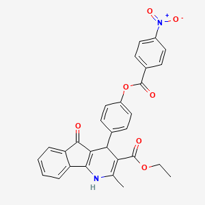 molecular formula C29H22N2O7 B11178923 ethyl 2-methyl-4-(4-{[(4-nitrophenyl)carbonyl]oxy}phenyl)-5-oxo-4,5-dihydro-1H-indeno[1,2-b]pyridine-3-carboxylate 