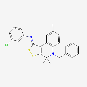molecular formula C26H23ClN2S2 B11178927 5-benzyl-N-(3-chlorophenyl)-4,4,8-trimethyldithiolo[3,4-c]quinolin-1-imine CAS No. 4841-71-8