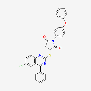 molecular formula C30H20ClN3O3S B11178943 3-[(6-Chloro-4-phenylquinazolin-2-yl)sulfanyl]-1-(4-phenoxyphenyl)pyrrolidine-2,5-dione 