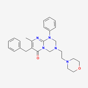 molecular formula C26H31N5O2 B11178968 6H-Pyrimido[1,2-a]-1,3,5-triazin-6-one, 1,2,3,4-tetrahydro-8-methyl-3-[2-(4-morpholinyl)ethyl]-1-phenyl-7-(phenylmethyl)- CAS No. 1158516-15-4