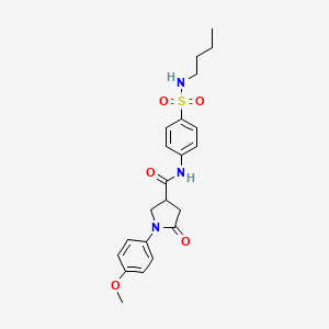 molecular formula C22H27N3O5S B11178996 N-[4-(butylsulfamoyl)phenyl]-1-(4-methoxyphenyl)-5-oxopyrrolidine-3-carboxamide 