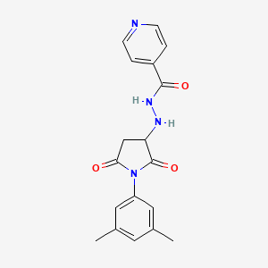 molecular formula C18H18N4O3 B11179077 N'-[1-(3,5-dimethylphenyl)-2,5-dioxopyrrolidin-3-yl]pyridine-4-carbohydrazide 