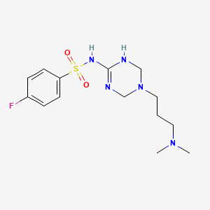 molecular formula C14H22FN5O2S B11179096 N-{5-[3-(dimethylamino)propyl]-1,4,5,6-tetrahydro-1,3,5-triazin-2-yl}-4-fluorobenzenesulfonamide 