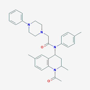 molecular formula C32H38N4O2 B11179180 N-(1-acetyl-2,6-dimethyl-1,2,3,4-tetrahydroquinolin-4-yl)-N-(4-methylphenyl)-2-(4-phenylpiperazin-1-yl)acetamide 