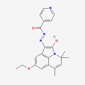 molecular formula C22H22N4O3 B11179210 N'-[(1E)-8-ethoxy-4,4,6-trimethyl-2-oxo-4H-pyrrolo[3,2,1-ij]quinolin-1(2H)-ylidene]pyridine-4-carbohydrazide 