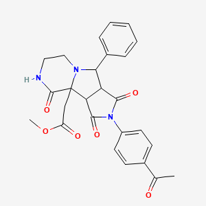 molecular formula C26H25N3O6 B11179321 methyl 2-[4-(4-acetylphenyl)-3,5,12-trioxo-7-phenyl-4,8,11-triazatricyclo[6.4.0.02,6]dodecan-1-yl]acetate 