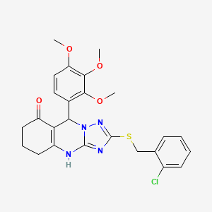 molecular formula C25H25ClN4O4S B11179393 2-[(2-chlorobenzyl)sulfanyl]-9-(2,3,4-trimethoxyphenyl)-5,6,7,9-tetrahydro[1,2,4]triazolo[5,1-b]quinazolin-8(4H)-one 
