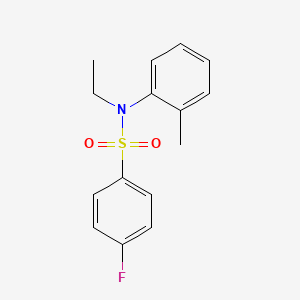 molecular formula C15H16FNO2S B11179425 N-ethyl-4-fluoro-N-(2-methylphenyl)benzenesulfonamide 