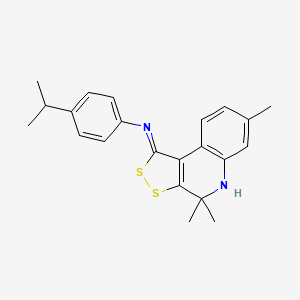 molecular formula C22H24N2S2 B11179499 4-(propan-2-yl)-N-[(1E)-4,4,7-trimethyl-4,5-dihydro-1H-[1,2]dithiolo[3,4-c]quinolin-1-ylidene]aniline 