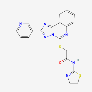 molecular formula C19H13N7OS2 B11179532 2-{[2-(pyridin-3-yl)[1,2,4]triazolo[1,5-c]quinazolin-5-yl]sulfanyl}-N-(1,3-thiazol-2-yl)acetamide 