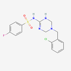 molecular formula C16H16ClFN4O2S B11179555 N-[5-(2-chlorobenzyl)-1,4,5,6-tetrahydro-1,3,5-triazin-2-yl]-4-fluorobenzenesulfonamide 