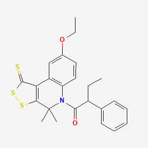 molecular formula C24H25NO2S3 B11179564 1-(8-ethoxy-4,4-dimethyl-1-thioxo-1,4-dihydro-5H-[1,2]dithiolo[3,4-c]quinolin-5-yl)-2-phenylbutan-1-one 