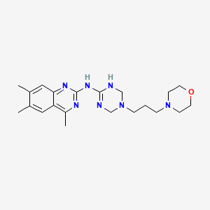 molecular formula C21H31N7O B11179622 4,6,7-trimethyl-N-{5-[3-(morpholin-4-yl)propyl]-1,4,5,6-tetrahydro-1,3,5-triazin-2-yl}quinazolin-2-amine 