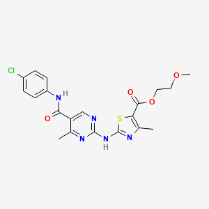 molecular formula C20H20ClN5O4S B11179633 2-Methoxyethyl 2-({5-[(4-chlorophenyl)carbamoyl]-4-methylpyrimidin-2-yl}amino)-4-methyl-1,3-thiazole-5-carboxylate 