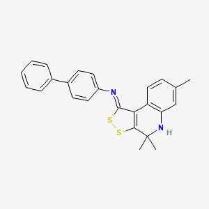 molecular formula C25H22N2S2 B11179726 N-[(1Z)-4,4,7-trimethyl-4,5-dihydro-1H-[1,2]dithiolo[3,4-c]quinolin-1-ylidene]biphenyl-4-amine 