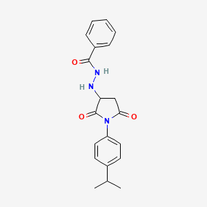 molecular formula C20H21N3O3 B11179820 N'-(1-(4-(1-methylethyl)phenyl)-2,5-dioxo-3-pyrrolidinyl)benzohydrazide 