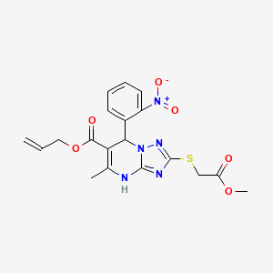 molecular formula C19H19N5O6S B11179879 Prop-2-en-1-yl 2-[(2-methoxy-2-oxoethyl)sulfanyl]-5-methyl-7-(2-nitrophenyl)-4,7-dihydro[1,2,4]triazolo[1,5-a]pyrimidine-6-carboxylate 