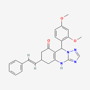molecular formula C25H24N4O3 B11179920 9-(2,4-dimethoxyphenyl)-6-[(E)-2-phenylethenyl]-5,6,7,9-tetrahydro[1,2,4]triazolo[5,1-b]quinazolin-8(4H)-one 