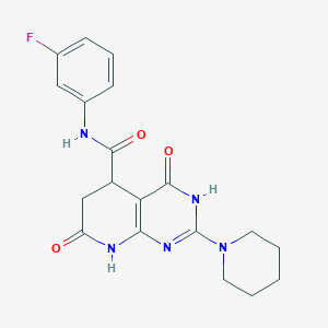 molecular formula C19H20FN5O3 B11180018 N-(3-fluorophenyl)-4-hydroxy-7-oxo-2-(piperidin-1-yl)-5,6,7,8-tetrahydropyrido[2,3-d]pyrimidine-5-carboxamide 