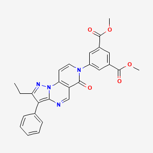 molecular formula C27H22N4O5 B11180048 dimethyl 5-(2-ethyl-6-oxo-3-phenylpyrazolo[1,5-a]pyrido[3,4-e]pyrimidin-7(6H)-yl)isophthalate 