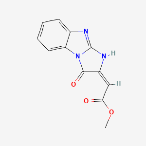 molecular formula C12H9N3O3 B11180109 Acetic acid, 2-[3-oxo-1H-imidazo[1,2-a][1,3]benzimidazol-2(3H)-yliden]-, methyl ester 