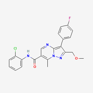 molecular formula C22H18ClFN4O2 B11180117 N-(2-chlorophenyl)-3-(4-fluorophenyl)-2-(methoxymethyl)-7-methylpyrazolo[1,5-a]pyrimidine-6-carboxamide 