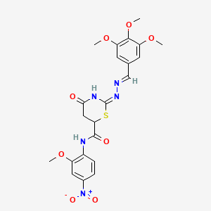molecular formula C22H23N5O8S B11180337 N-(2-methoxy-4-nitrophenyl)-4-oxo-2-[(2E)-2-(3,4,5-trimethoxybenzylidene)hydrazinyl]-5,6-dihydro-4H-1,3-thiazine-6-carboxamide 
